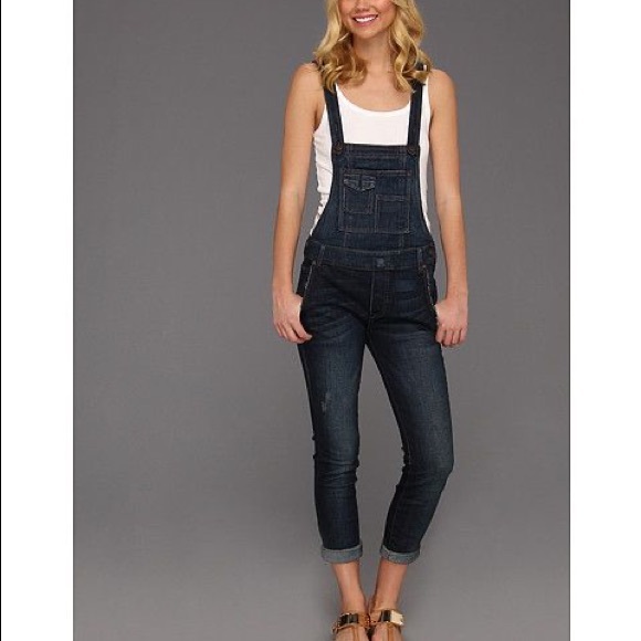 Size 26 Free People Brady Wash Denim Overalls with Intentional Distressing - Picture 3 of 8